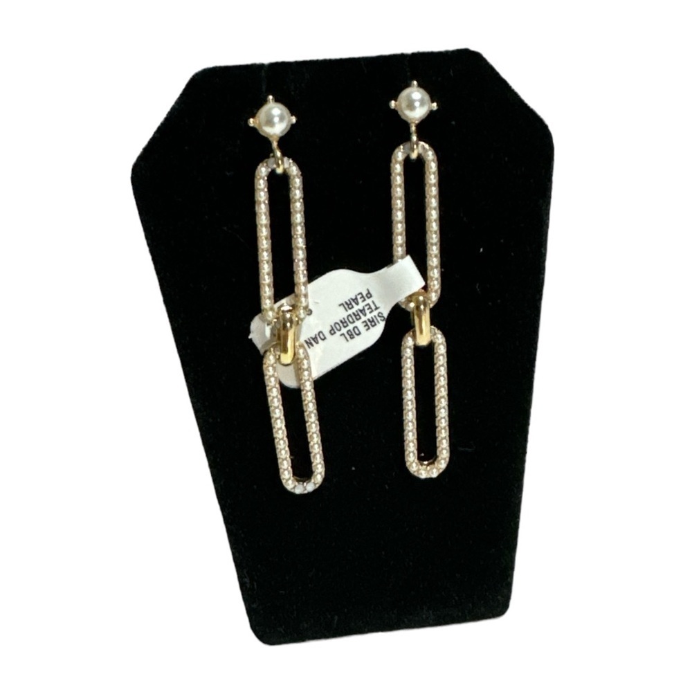 Paperdolls Sire Double Teardrop Dangle Pearl Earrings